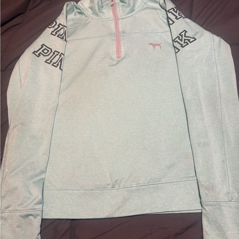 PINK Victoria's Secret Teal Quarter-Zip Pullover